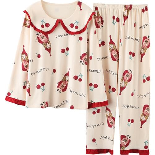 3XL 4XL 5XL Plus Size Cotton Lingere Homewear Long Sleeve Pullover Pajama for Women Big Lounge Wear Pineapple Printing Sleepwear