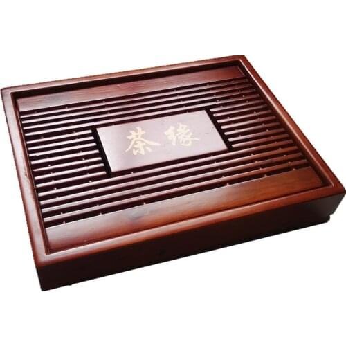 Chinese Kung Fu Tea Set Natural Wood Bamboo Tea Tray Rectangular Red&Brown wood Puer Tea Tray Chahai Tea Table Hot sale