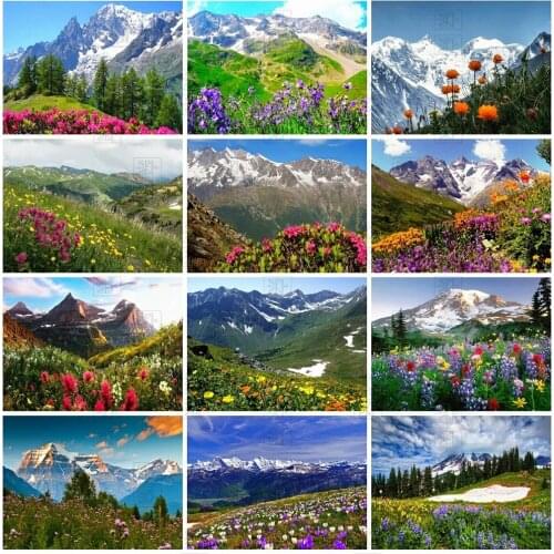 Full Square/round 5D Diy Diamond Painting Mountain Cloud Embroidery Flowers Scenery Cross Stitch Mosaic Art Home Decor Picture
