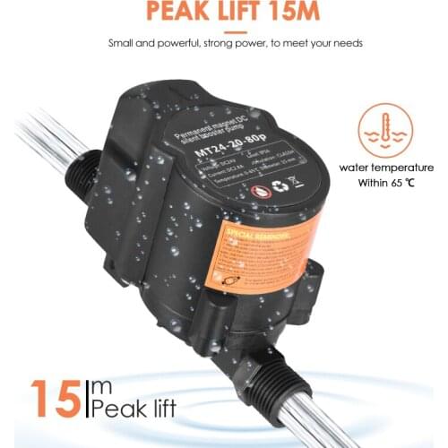 EU/UK/US 24V Booster Pomp Connector Behuizing 15Meter Piek Lift 75W Druk Water Voor Aanrecht Douchekop Buiten Tap