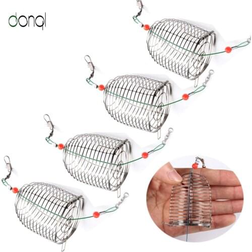5pcs Stainless Steel Wire Fishing Lure Conical Cage Fish Bait Lure Fishing Accessory Bait Cage Fishing Trap Basket Feeder Holder