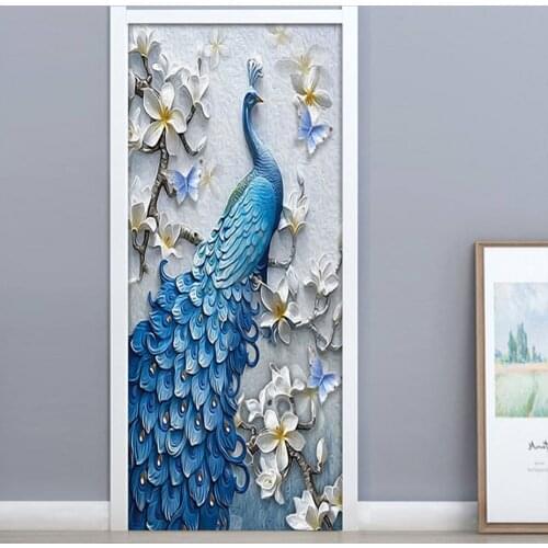 3D Self-adhesive Door Stickers Bathroom Waterproof Cabinet Decor Wall Sticker Living Room Background Wall Painting Renovation