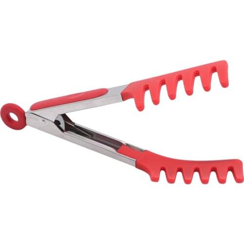 9 Inch Silicone Nylon Noodle Tongs Pasta Spaghetti Tongs Food Clips Stainless Steel Handle Cooking Utensils Kitchen Accessories