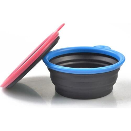 1pcs Black bottom Folding Bowl Outfit Portable Travel Bowl Dog Feeder Water Food Container Silicone Small Dog Pet Accessories