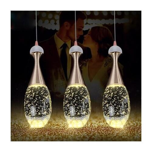 Modern Luxurious Rose Golden Water Drop LED Jellyfish Bubble Crystal drip Pendant Light Hanging Droplights for Dining Room