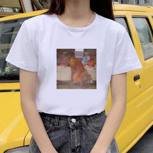 Funny Printed Ladies T-shirt O-Neck T-shirt Womens T-shirt 90s Painting Ulzzang Casual Tops Tees T-shirt Female streetclothing