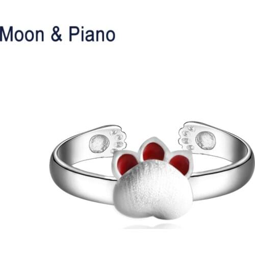 925 Sterling Silver Cats Paw Open Ring Cute Animal Rings For Women Original Handmade Design Fine Jewelry For Girlfriend