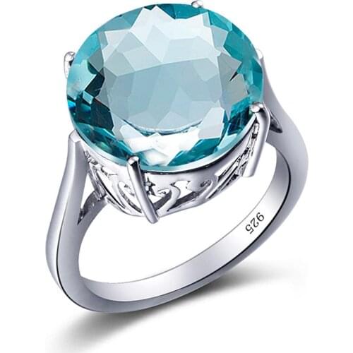 Szjinao Silver Ring For Women Real 925 Sterling Silver Big Gemstone Aquamarine Ring Neo-Gothic Party Handmade Fine Jewelry New