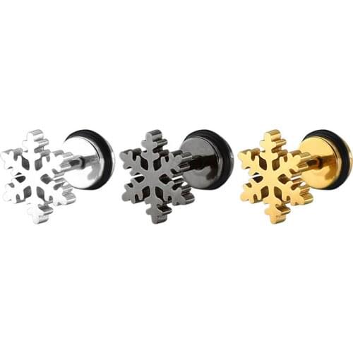 1 Pair Fashion Stainless Steel Ear Plug Snowflake Design Earrings for Women Irregular Stud Earrings Pendientes Brincos