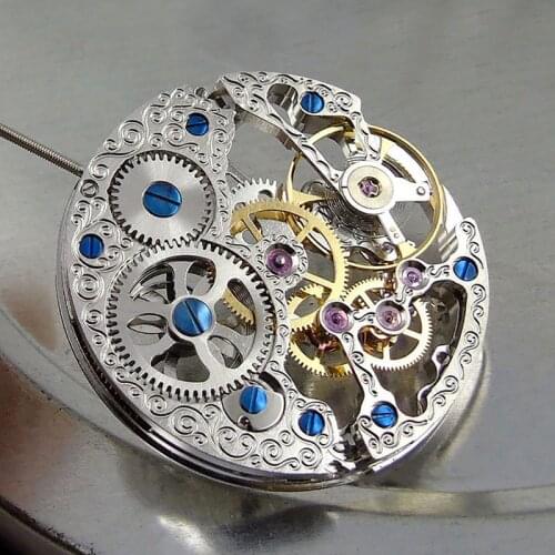 17 Jewels Silver Asian Full Skeleton Hand-Winding Movement Replacement Durable For ETA 6497 Watch movement Repair Tool Parts