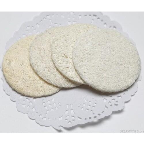 500pcs 5.5cm 6cm 7cm Natural Loofah Facial Pads Loofah Disc Makeup Remove Exfoliating Face Loofah Pad Small Size Luffa Loofa JF