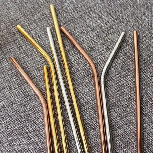 300pcs Stainless Steel Straight Drinking Straw For Wedding Birthday Holiday Supplies Rose Gold Drinking Straws ZA5268