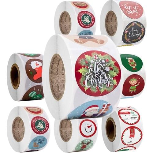 500pcs Cute Christmas Gift Stickers Roll Santa Award For Kid Party Design Diary Decoration Family Label Sealing Decor Stickers