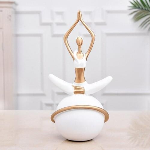 Home Decoration Accessories Modern Yoga Girl Figurines Creative Living Room Office Desk Decor Resin Statues Christmas Decorate