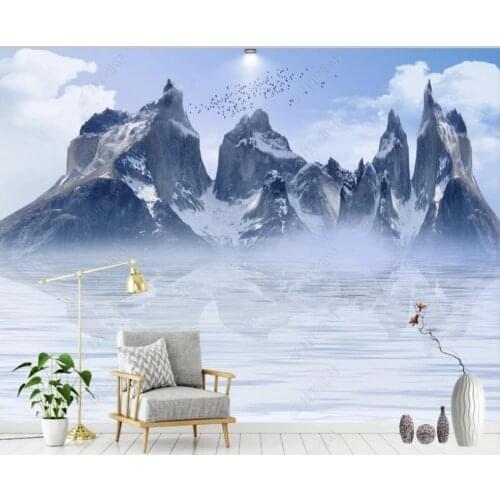 Photo wallpaper 3 d custom mural Chinese style snow mountain scenery home decor living room Wallpaper for walls in rolls