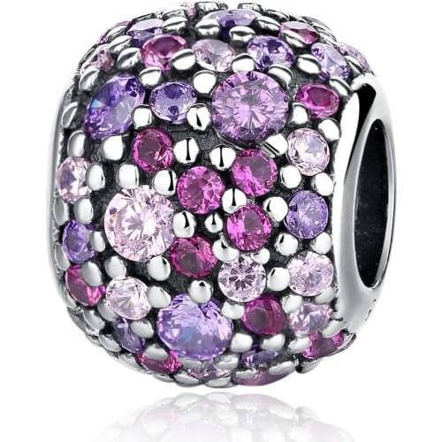 Hot Sale Authentic 925 Sterling Silver Dazzling Colorful CZ Charm Beads Fit Original Design Bracelet Pendant DIY Jewelry Making