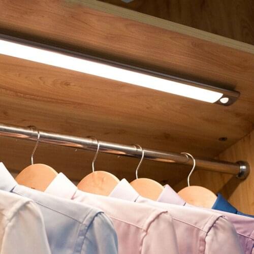 Infrared Induction Wireless Night Light Ultra-Thin Intelligent Human Body Induction Wardrobe Light Warm White Light + USB Cable