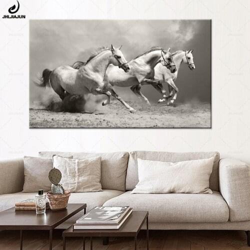 JHLJIAJUN Natural Realist Canvas Painting White Horse Animals Wall Art Print And Poster For Bedroom Study Living Home Decor