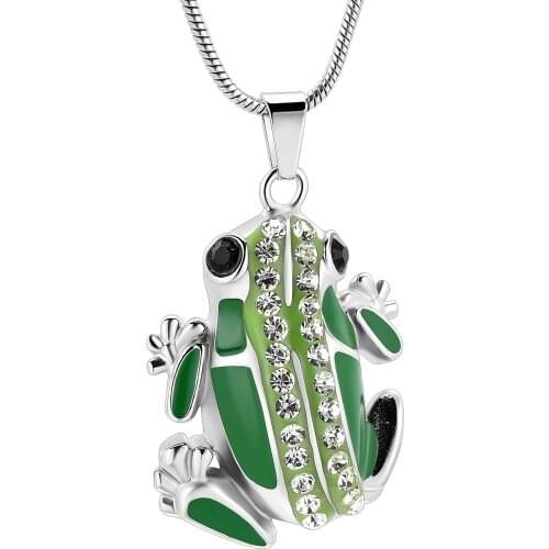 K001 Cremation Jewelry Frog Shape Urn Necklace Ashes Keepsake Holder Memorial Urn Necklace Sweater Necklace for Men Women