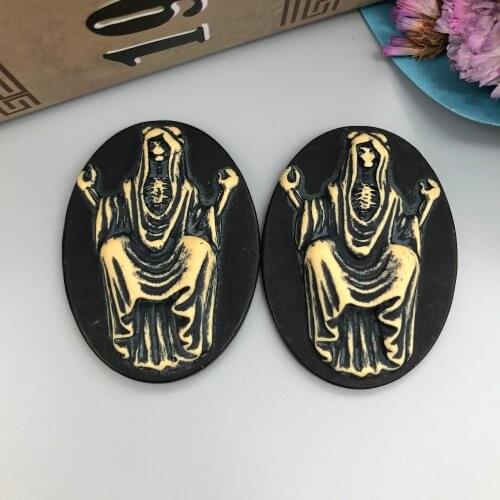 Free shipping!Resin cute skull Cameo.Resin Flatbackblack background Flatback Cabochon for Alloy necklace accessories.DIY,30*40mm