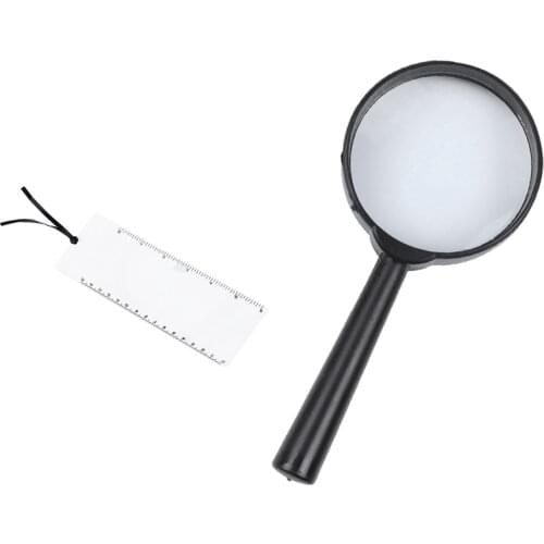 1 Pcs Pocket Ruler Bookmark Magnifier Sheet Magnifying 3X Magnification & 1 Pcs 5X Zoom Hand-Held Magnifying Glass