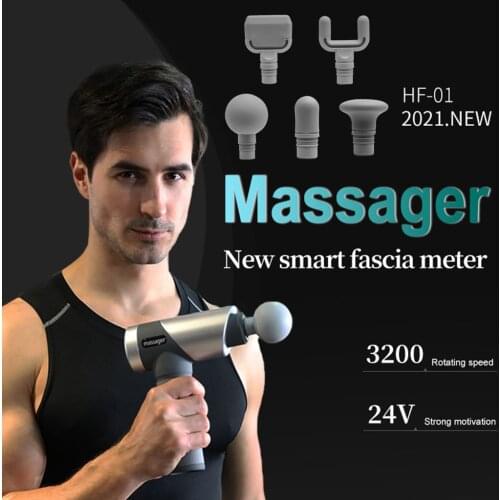 Massage Gun Neck Muscle Massager for Athletes OLED Touch Screen Rechargeable 5 heads Pain Relief Massager Deep Tissue Massager