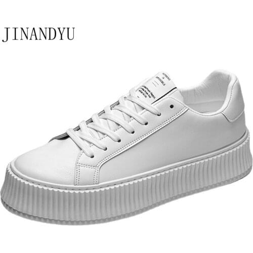 Chunky Sneakers Male Casual Platform Shoes Men Classic Thick Sole Leather Trainers Black White Shoes Comfy Soft Man Sport Shoes