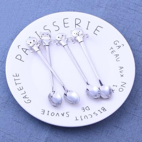Cartoon Cute Cat Spoon Coffee Spoons Stainless Steel Creative Cup Scoop Cross-border Mini Spoon Salt Ladle
