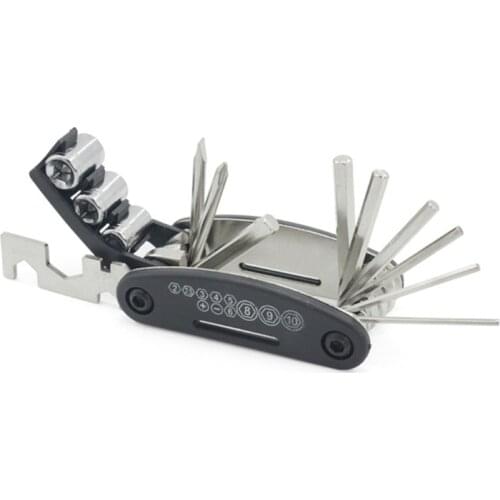 16 in 1 Bike Bicycle Multi Repair Tool Set Kit Hex Spoke Cycle Screwdriver Tool Wrench Mountain Cycle Tool Sets Black