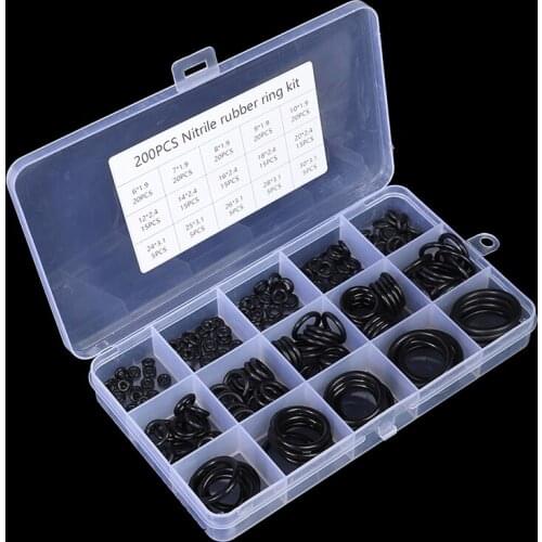 200Pcs Rubber O-Ring Washer Assortment Set Hydraulic Plumbing Gasket Seal Kit