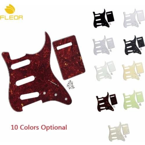 FLEOR 1 Set of NO Mounting Hole Guitar Pickguard SSS Scratch Plate & Back Plate Tremolo Cover & Screws Guitar Accessories