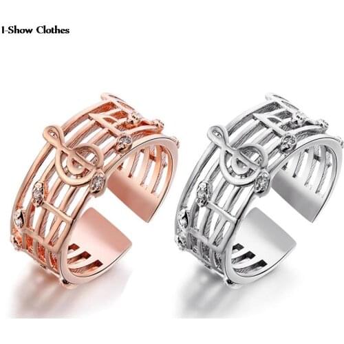 Musical Note Hollow Ring Adjustable Opening Charms Finger Rings New Design Women Rings Unisex Birthday Gift Accessories