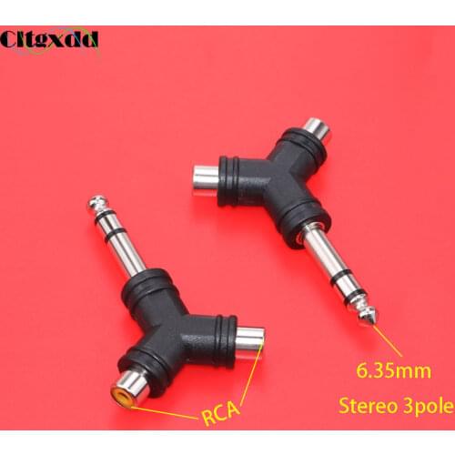 Cltgxdd Y splitter Stereo 3pole 6.35mm male to 2 RCA female 6.35 mixer AV audio adapter plug