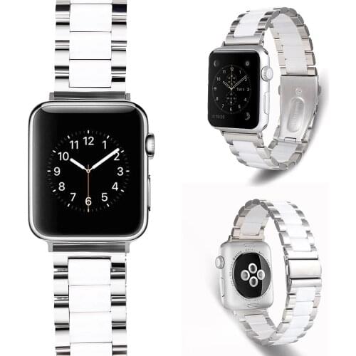 Stainless Steel Ceramic Strap For Apple Watch Ceramic Strap 38mm 42mm Series 1 2 3 4 5 6 Apple Watch 4 40mm 44mm Rose Gold Strap