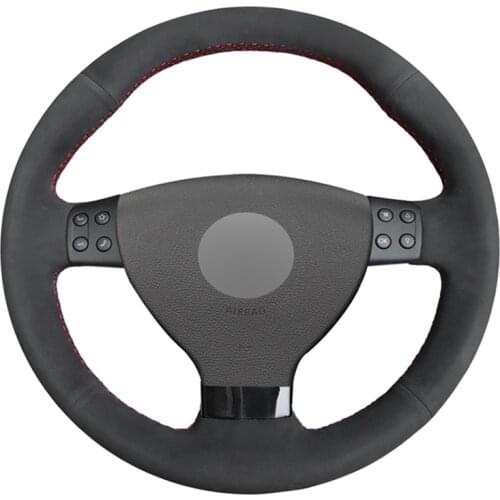 Hand-stitched Black Suede No-slip Car Steering Wheel Cover for Volkswagen VW EOS MK5 2005 2006 2008 2009 2010