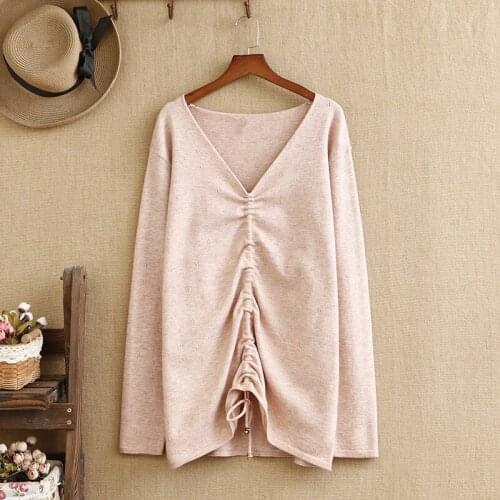 Plus Size Sweater For Women Long Sleeve Adding Fertilizer And Widening Designed With Shirring On The Front Fat Ladys In Winter