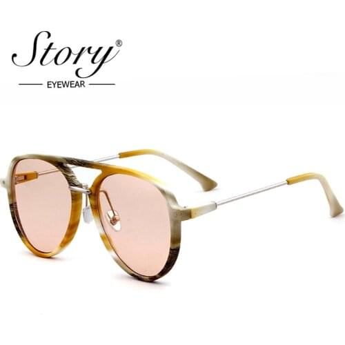 STORY Brand Designer Wood Sunglasses Women Men Classic Fashion Hot Clear Wooden Sun Glasses For Female Male UV400 Shades