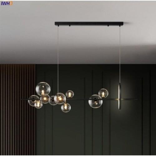 IWHD Nordic Modern LED Pendant Lights Fixtures Glass Ball Lampshade Bar Dinning Room Restaurant Bar Cafe 7 Heads Hanging Lamp