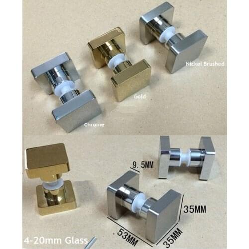 Glass Door Knob Pull Handle Shower Room Door handle bathroom holder Double Side Gold Nickel Brush Chrome