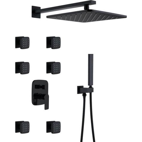 Passionate all brass bathroom shower faucet set with 10 inch shower head 6pcs shower spray nozzle 1 pcs shower head wall mounted