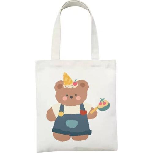 Cute Peaches Canvas Large Capacity Tote Bag Fashion New Harajuku Female Shoulder Bags Shopping Liesure Travel Shopper Bags