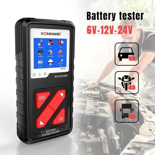 KW710 Battery Tester Battery Analyzer 6V Motorcycle 12V Car 24V Trucks Cranking Charging System Test Diagnostic Tool 100-2000CCA