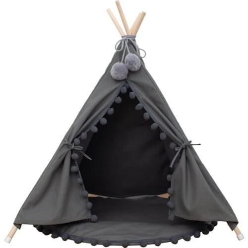 Pet Cat Dog Teepee with Cushion & Blackboard Dog Cute House - Portable Washable Dog Tents Green Theme Tent Travel Houses For Dog