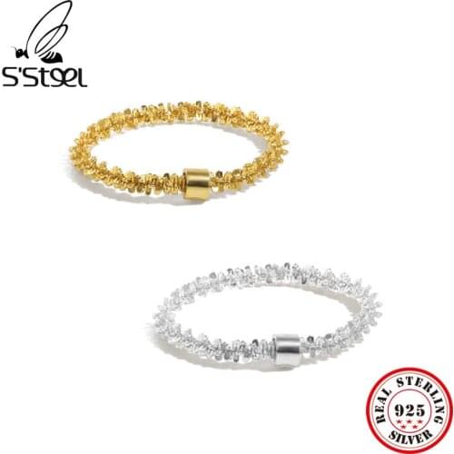 SSTEEL Designer Cauliflower Chain Rings Sterling Silver 925 For Women Minimalist Geometric Gold Ring 2021 Trend Fine Jewellery