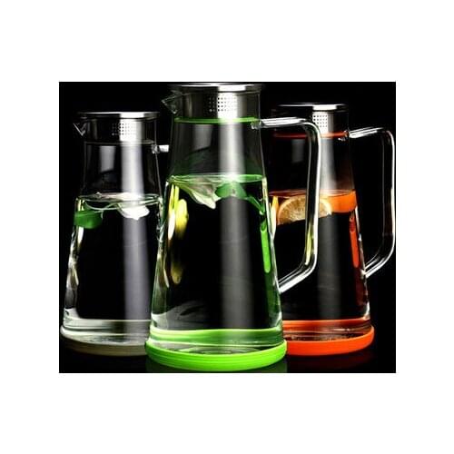 1.8L large capacity cold kettle glass teapot high temperature filter cool water bottle juice bottle heat cold bottle