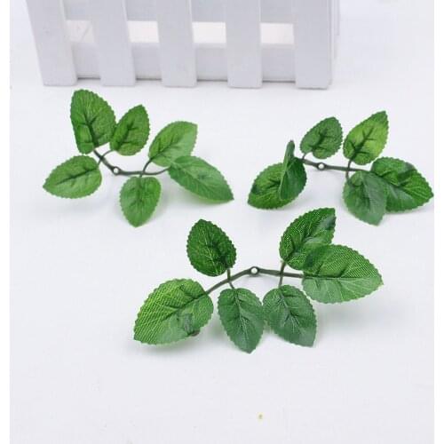 10pcs 6*10cm Artificial Green Leaf Flower Wedding Home Decoration Leaf DIY Scrapbooking Craft Fake Flowers