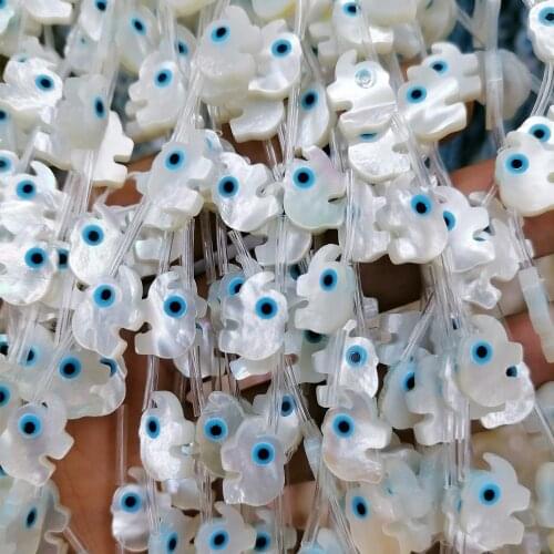 10PCS 9x12MM Natural Mother of Pearl Shell Beads Elephant Shape Evils Eye Shell Beads For Making Diy Necklace Earrings Jewelry