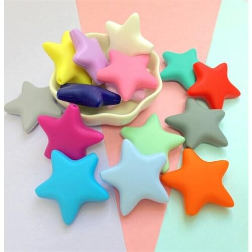 10PCS BPA Free Five-pointed Star Beads Baby Teethers Molars Silicone Beads DIY Nurse Jewelry Making Toy