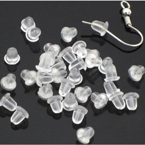 100pcs/lot Clear Soft Silicone Rubber Earring Backs Safety Bullet Stopper Rubber Jewelry Accessories DIY Parts Ear Plugging
