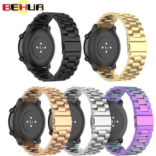 20MM/22MM Stainless Steel Band for Xiaomi Huami AMAZFIT Bip S GTR 42mm 47MM Stratos 2 2s 3 Pace wrist strap with pin wristband